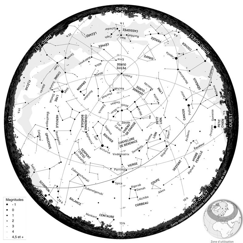 Le Guide du Ciel : cartes du ciel heure par heure