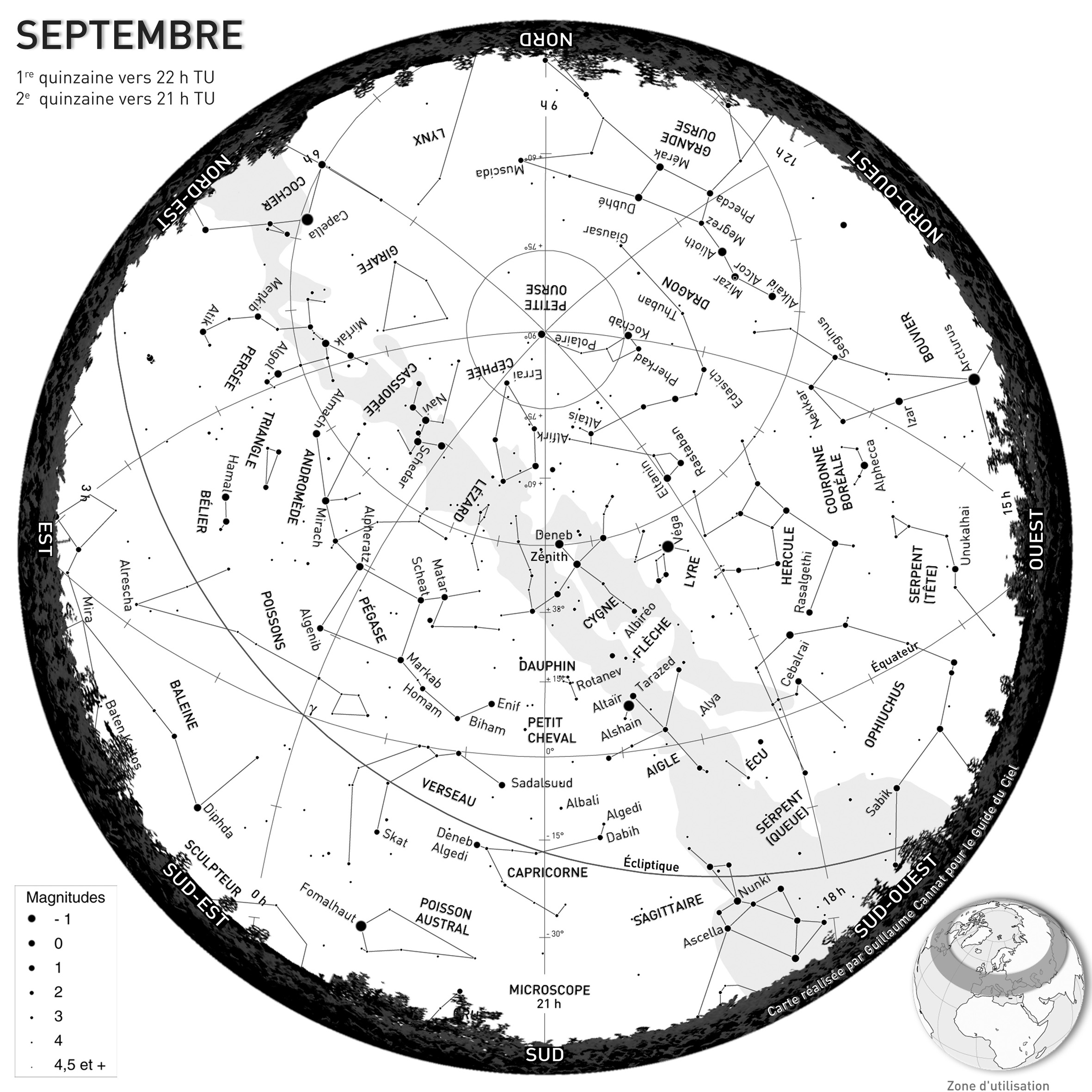 Le Guide du Ciel : cartes du ciel heure par heure